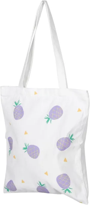 1pc Pineapple Prints Canvas Tote Bag Reusable Portable Shoulder Pouch for Shopping Travel and Beach Use Lightweight Grocery Tote for Women