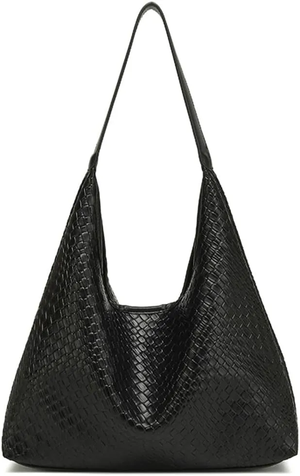 2 Pcs Slouchy PU Leather Underarm Shoulder Bag Women Trendy Hobo Bags Crossbody Crescent Purses Satchel Tote Handbag