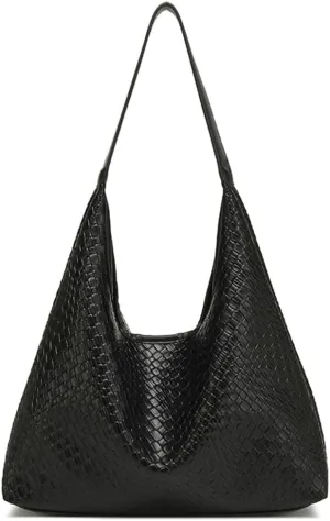 2 Pcs Slouchy PU Leather Underarm Shoulder Bag Women Trendy Hobo Bags Crossbody Crescent Purses Satchel Tote Handbag