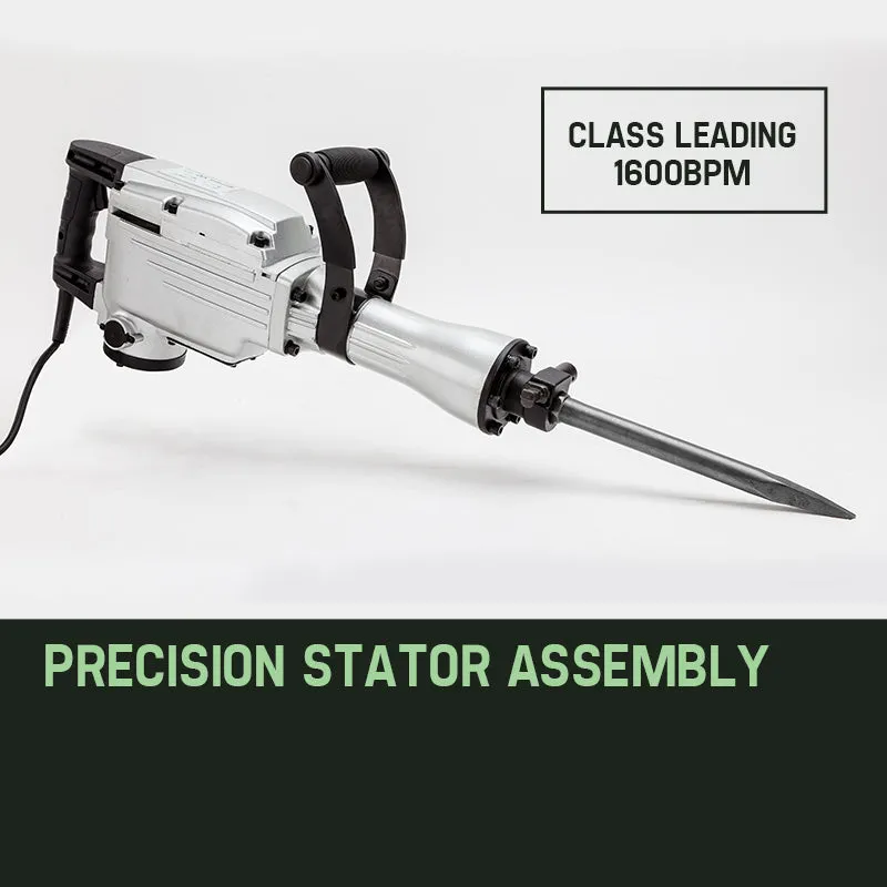 2200W Demolition Jackhammer w/ 3 Chisels, 1600 BPM