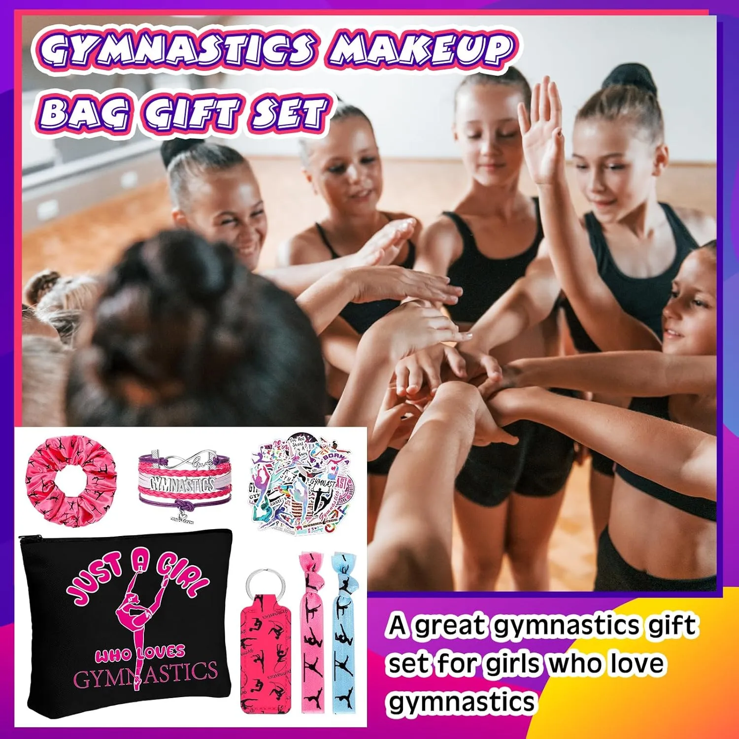 56 Pcs Sport Inspirational Gifts for Women Cosmetic Bag Purse Accessories for Players Teams Stuff Birthday Gifts Sport Party Favors(Classic Gymnastics,Rose Red)