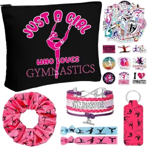 56 Pcs Sport Inspirational Gifts for Women Cosmetic Bag Purse Accessories for Players Teams Stuff Birthday Gifts Sport Party Favors(Classic Gymnastics,Rose Red)