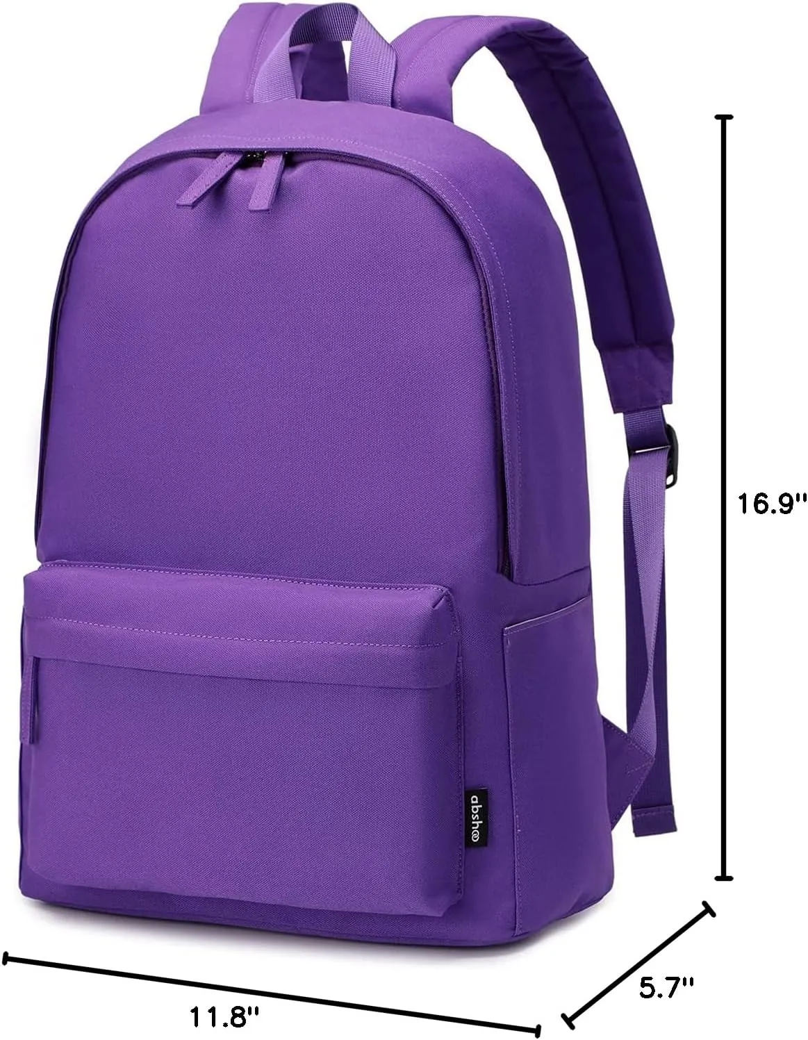 abshoo Lightweight Casual Unisex Backpack for School Solid Color Boobags (Purple)