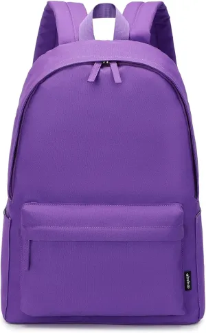 abshoo Lightweight Casual Unisex Backpack for School Solid Color Boobags (Purple)