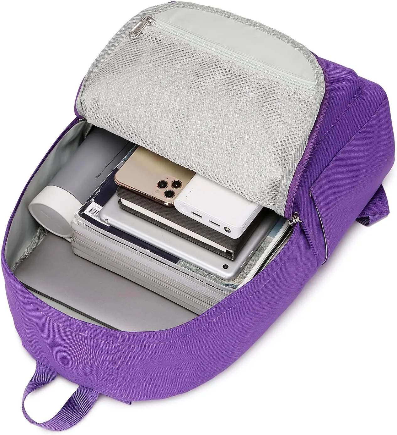 abshoo Lightweight Casual Unisex Backpack for School Solid Color Boobags (Purple)