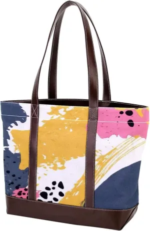 Abstract Art-196 Tote Bags Durable Leather Canvas Purses and Handbags for Women Top Handle Shoulder Satchel Hobo Bags