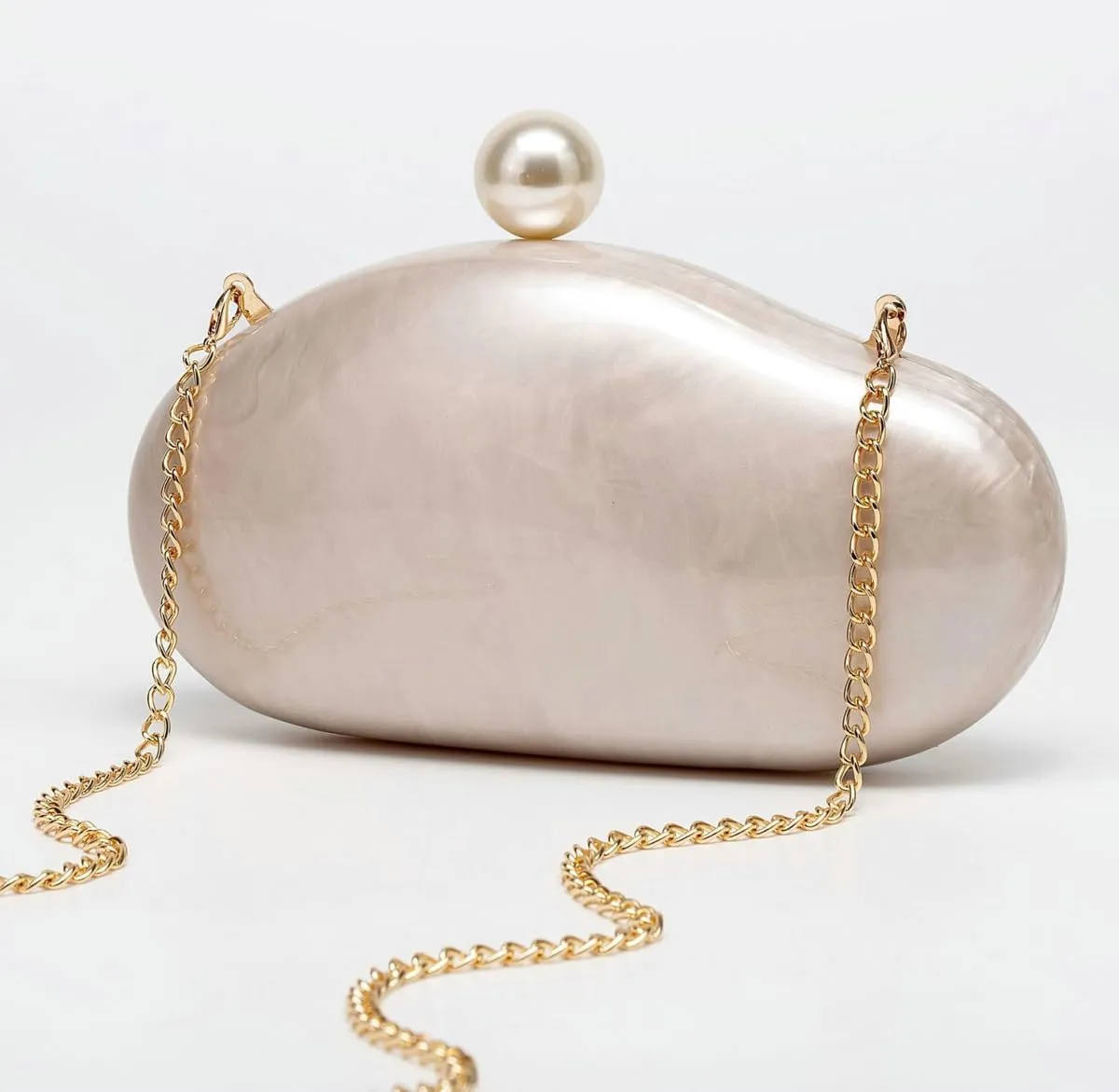 Acrylic Shell Clutch Purse for Women Chic Evening Bag with Chain Glitter Marble Purses Handbag for Wedding Party Prom 2025