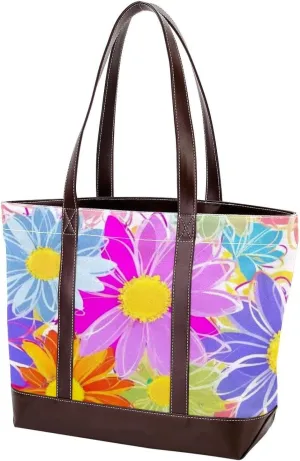 Aesthetic Art Flower-1507 Tote Bags Durable Leather Canvas Purses and Handbags for Women Top Handle Shoulder Satchel Hobo Bags