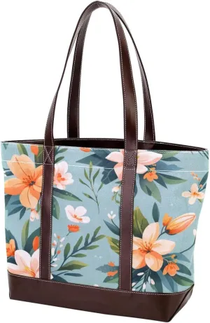 Aesthetic Art Flower-1531 Tote Bags Durable Leather Canvas Purses and Handbags for Women Top Handle Shoulder Satchel Hobo Bags