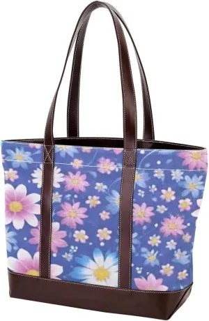 Aesthetic Colored Flowers-1447 Tote Bags Durable Leather Canvas Purses and Handbags for Women Top Handle Shoulder Satchel Hobo Bags