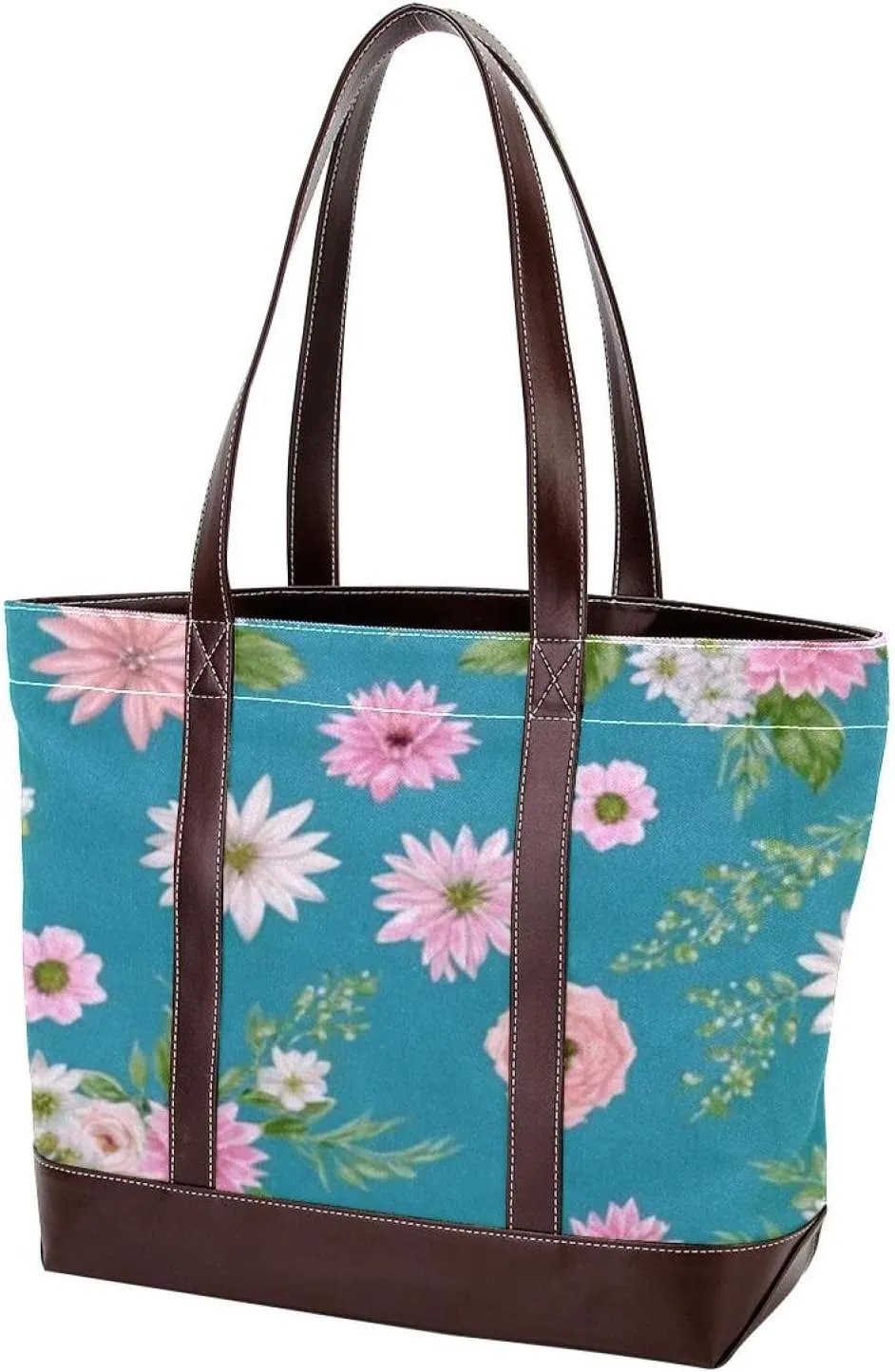 Aesthetic Colored Flowers-1465 Tote Bags Durable Leather Canvas Purses and Handbags for Women Top Handle Shoulder Satchel Hobo Bags