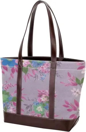 Aesthetic Flower-1585 Tote Bags Durable Leather Canvas Purses and Handbags for Women Top Handle Shoulder Satchel Hobo Bags