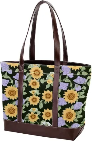 Aesthetic Sunflower-325 Tote Bags Durable Leather Canvas Purses and Handbags for Women Top Handle Shoulder Satchel Hobo Bags