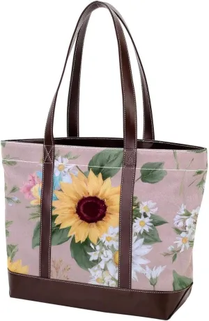Aesthetic Sunflower-355 Tote Bags Durable Leather Canvas Purses and Handbags for Women Top Handle Shoulder Satchel Hobo Bags