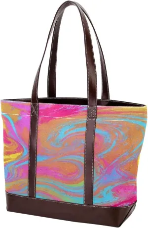 Aesthetic Tie Dyeing-202 Tote Bags Durable Leather Canvas Purses and Handbags for Women Top Handle Shoulder Satchel Hobo Bags