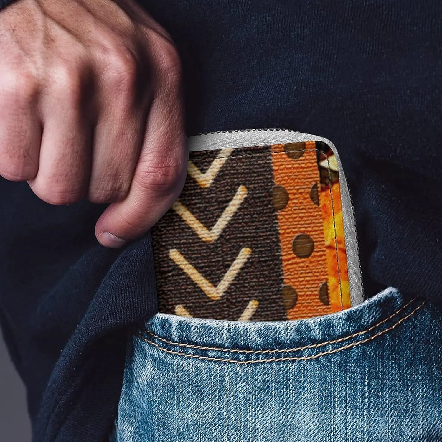 African Mud Cloth Print Portable And Compact Leather Card Bag