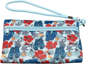 Aloha Time Wristlet - Neoprene Pouch with Vibrant Tropical Aloha Design, Secure Blue Zipper & Detachable Handle - Perfect for Keys, Makeup