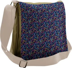 Ambesonne Bowling Messenger Bag, Vibrant Color Outlines, Unisex Cross-body