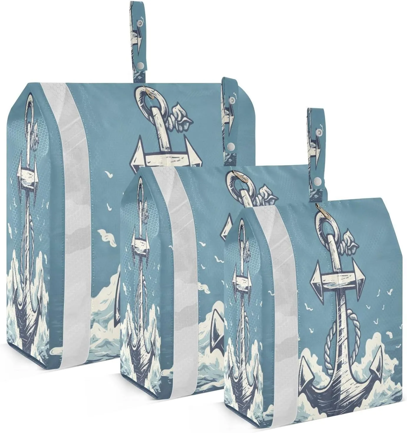 Anchor Nautical Compression Packing Cubes for Travel Packing Organizers Large Luggage Organizers Bags for Carry on Suitcases