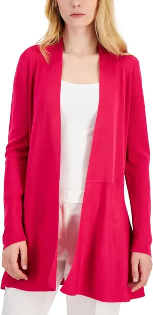Anne Klein Petite Monterey Open Front Cardigan Pink Pansy PL