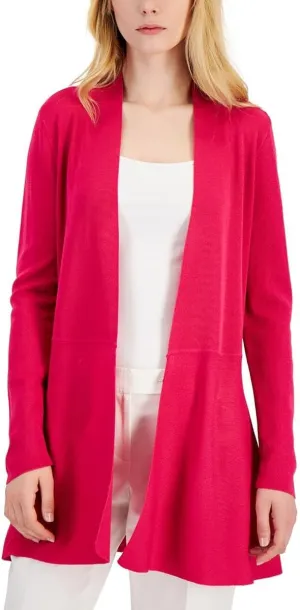 Anne Klein Womens Petites Open Front Lightweight Cardigan Sweater Pink PM