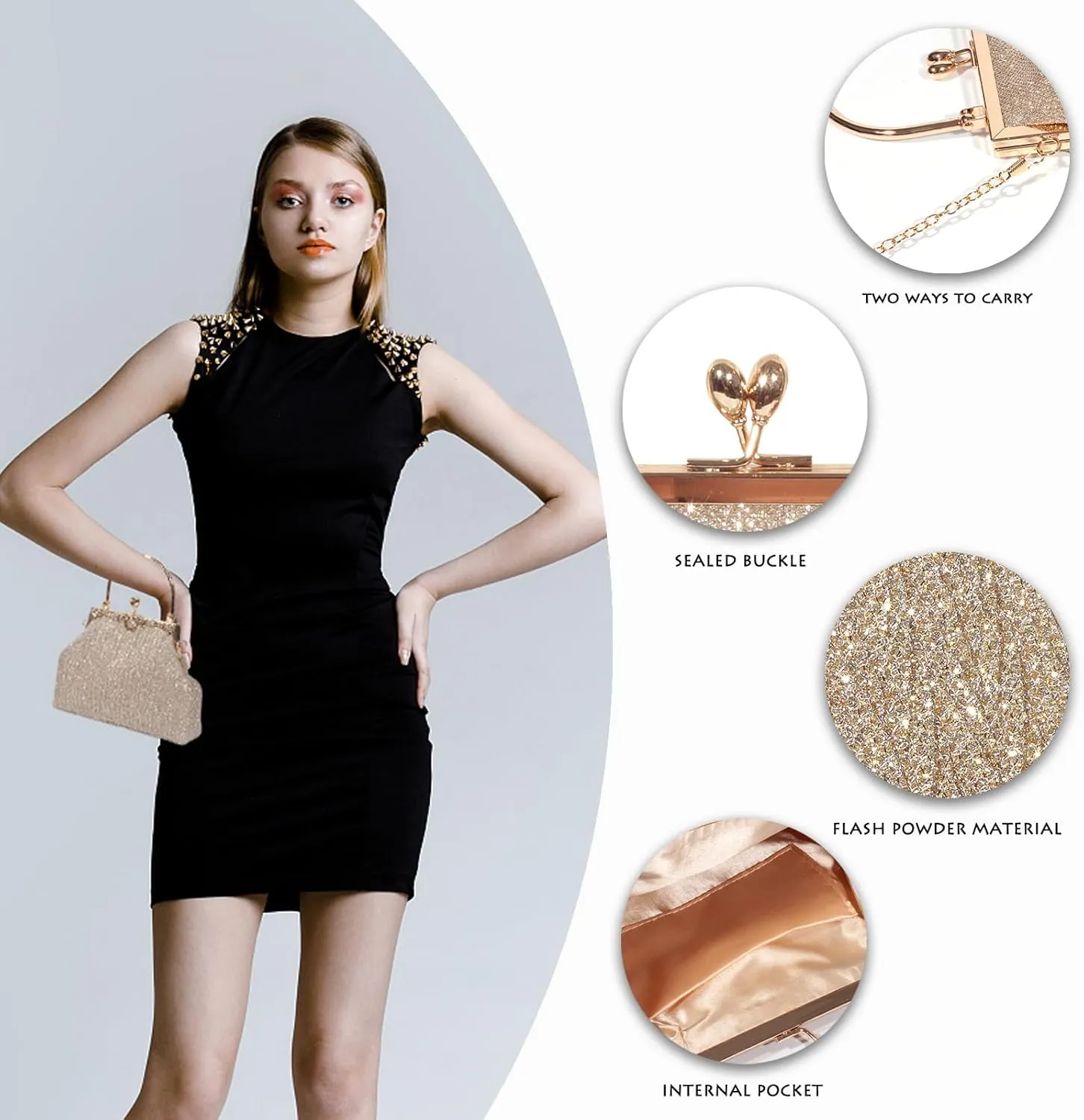 AOYUNHUI Clutch Purses for Women Evening Bags Rhinestone Bag for Wedding Prom Party