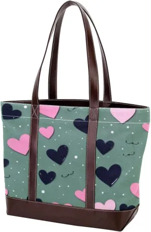 Art Love-1579 Tote Bags Durable Leather Canvas Purses and Handbags for Women Top Handle Shoulder Satchel Hobo Bags