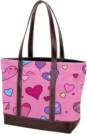 Art Love-1648 Tote Bags Durable Leather Canvas Purses and Handbags for Women Top Handle Shoulder Satchel Hobo Bags