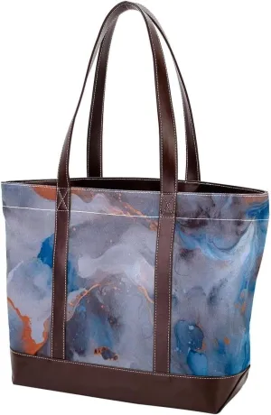 Art Marble-1297 Tote Bags Durable Leather Canvas Purses and Handbags for Women Top Handle Shoulder Satchel Hobo Bags
