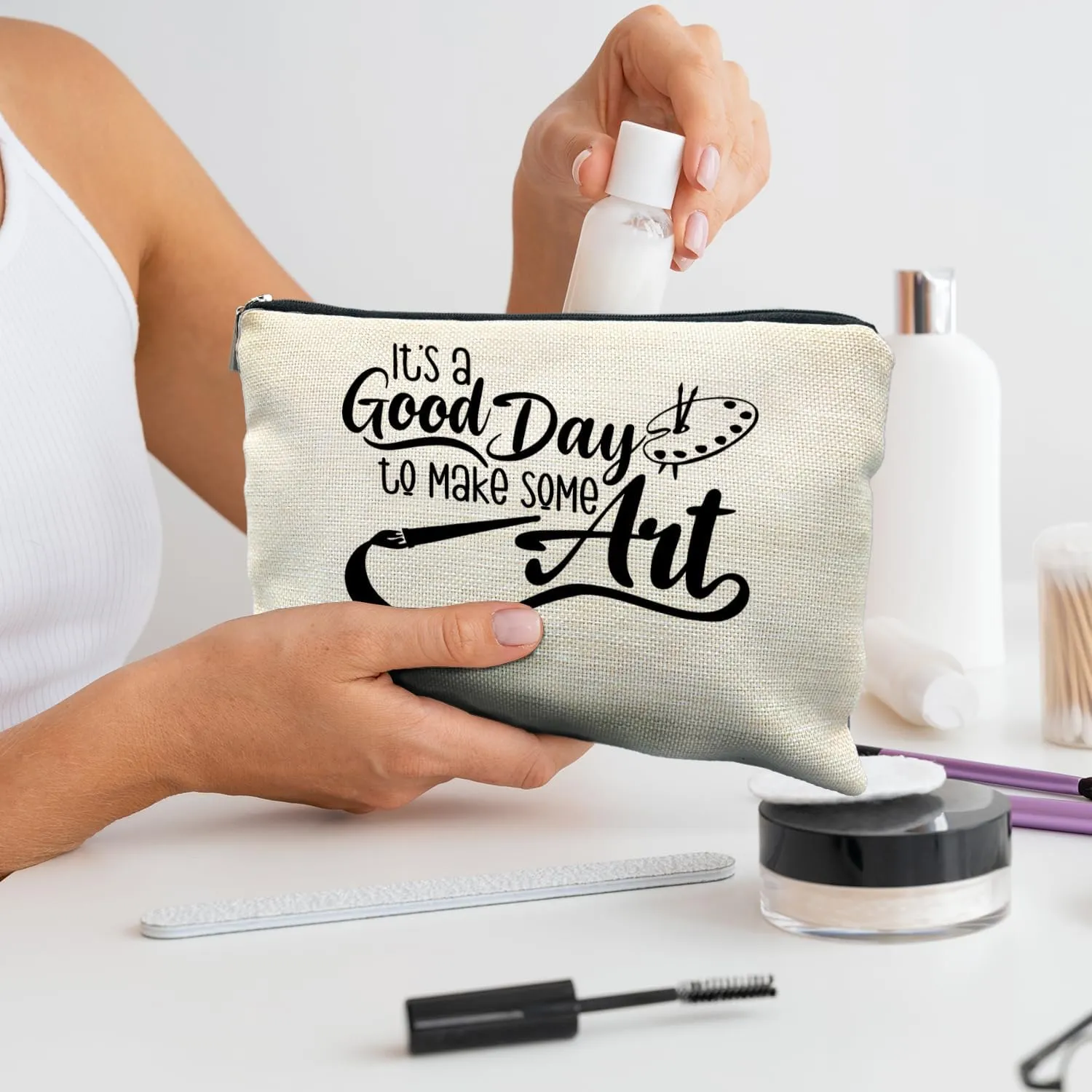 Art Teacher Gifts, Gifts for Art Lovers, Art Gifts for Women Makeup Bag, Gifts for Artists Women, It's a Good Day to Make Some Art Cosmetic Bag Makeup Pouch, Best Gifts for Artists