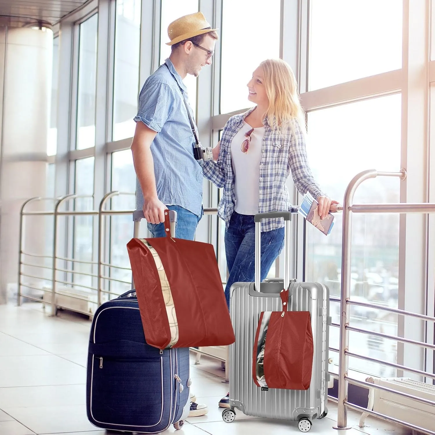 Barn Red Travel Packing Bags Foldable Suitcase Organizer Bags Set Packing Organizers for Luggage