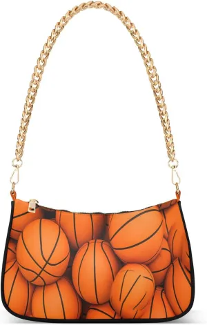 Basketballs Vibrant Orange Color Shoulder Purse, Trendy Shoulder Purse