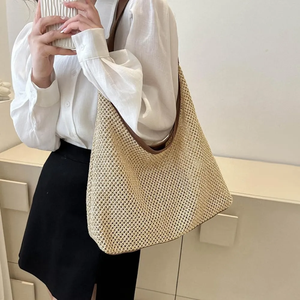 Beach Tote Bags for Women, Summer Slouchy Hobo Shoulder Crossbody Bag Womens Boho Purses and Handbags