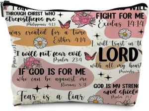 Bible Christian Makeup Bag, Scripture Cosmetic Leather Bag Pouch, Christian Gifts for Women Faith, Bible Verse Gifts, Religious Christian Gifts for Women(PU)