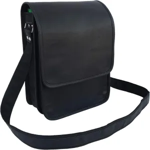 Black Leather Crossbody Messenger Bag Fits iPad/Tab Mini, Men Women Teens Satchel Handbag Sling Bags, 11 Inch Small