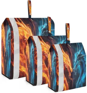 Blue Fire Dragons Compression Packing Cubes 3 Set Travel Packing Cubes for Suitcases Organizer Bags Set for Carry on Suitcases