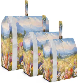 Blue Sky Flowers Compression Packing Cubes Luggage Organizer Bags for Travel Suitcase Organizer for Carry on Luggage