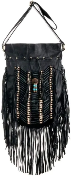 Boho Bag Round L | Real Leather | Fringe Purse | Bohemian Bags