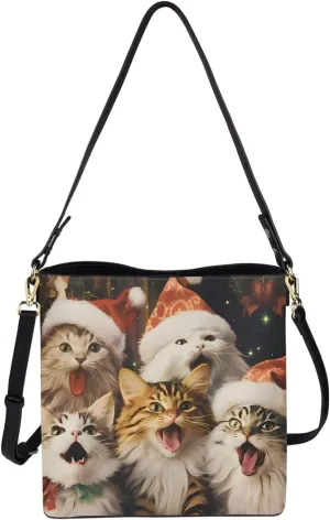 Boho Bags for Women Leather Handbag Shoulder Bucket Crossbody Purse