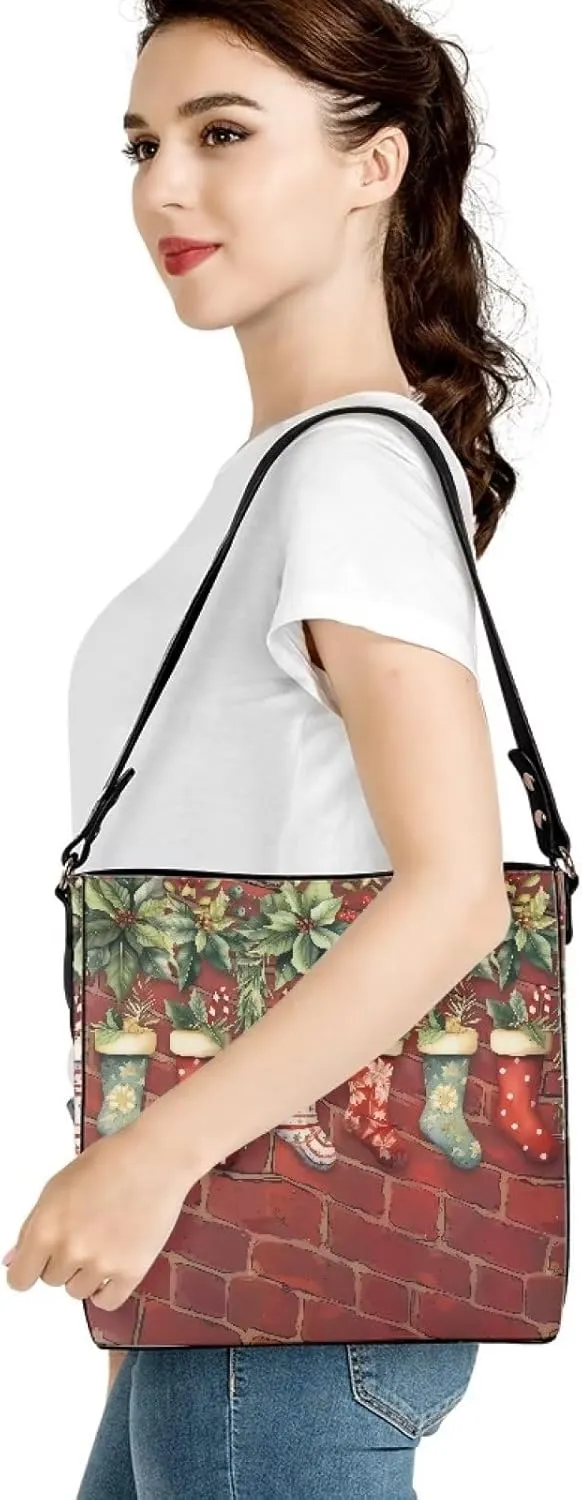 Boho Bags for Women Leather Handbag Shoulder Bucket Crossbody Purse