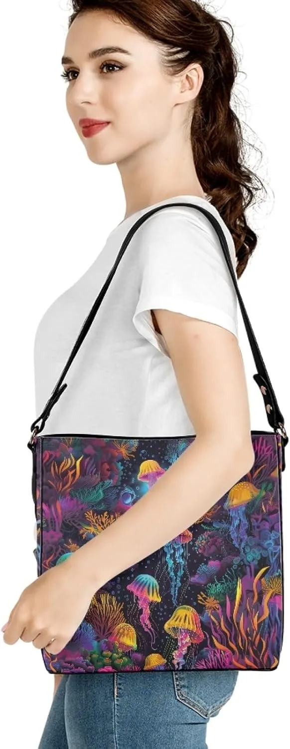 Boho Bags for Women Leather Handbag Shoulder Bucket Crossbody Purse