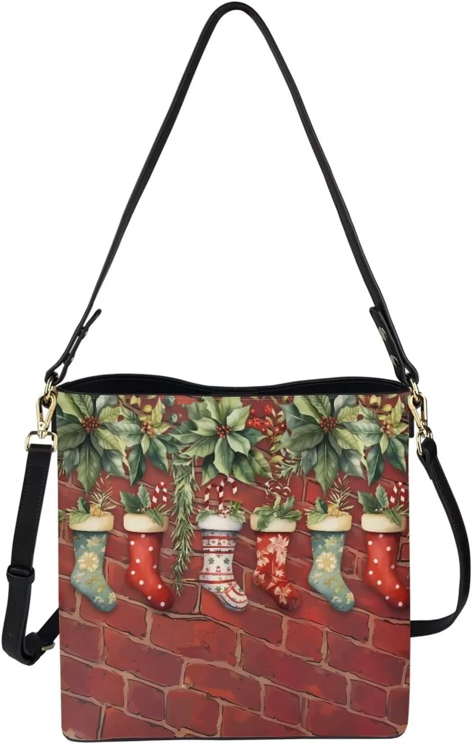 Boho Bags for Women Leather Handbag Shoulder Bucket Crossbody Purse