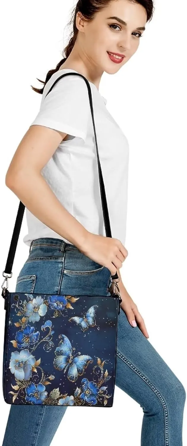 Boho Bags for Women Mushroom Graphic Leather Handbag Shoulder Crossbody Purse with Magnetic Snap and Strap