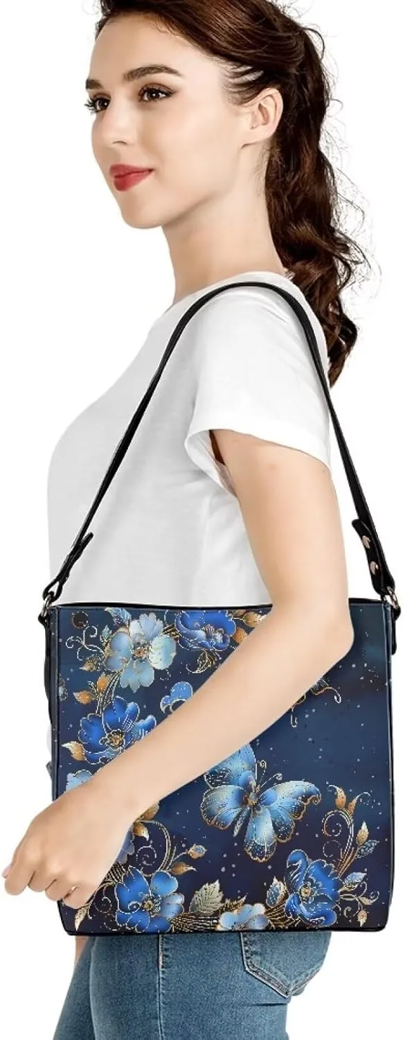 Boho Bags for Women Mushroom Graphic Leather Handbag Shoulder Crossbody Purse with Magnetic Snap and Strap