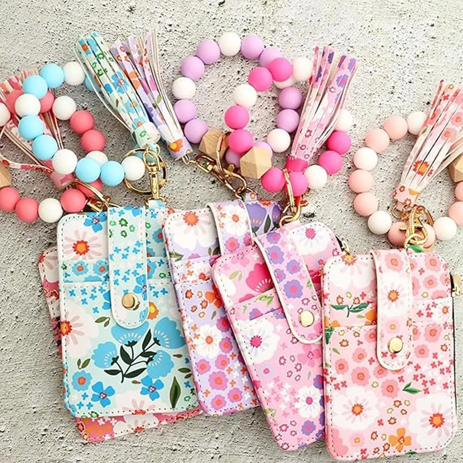 boho beaded wallet, boho wristlet wallet, wallet keychain, Bracelet Keychain Wallet, for Women
