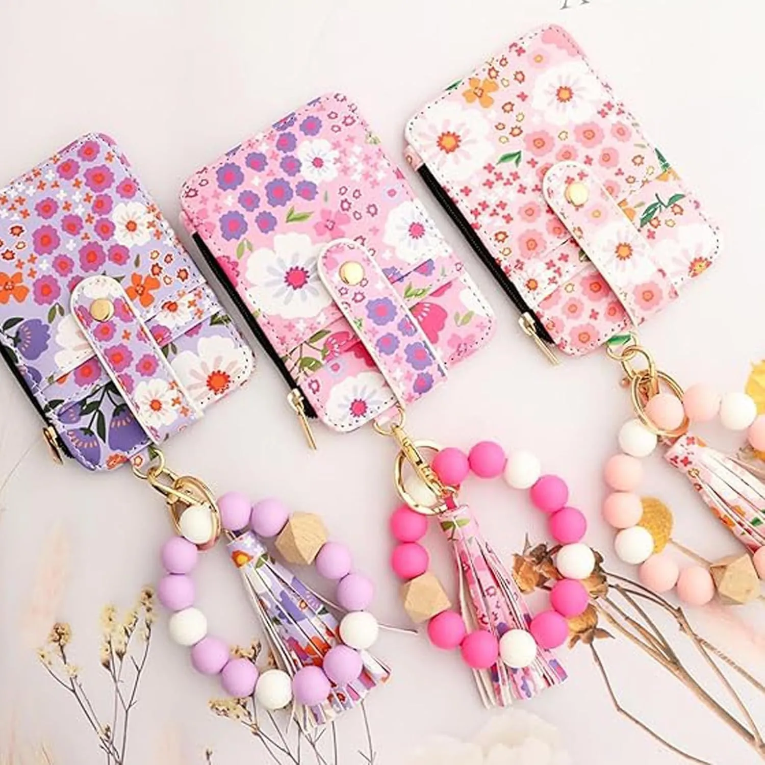 boho beaded wallet, boho wristlet wallet, wallet keychain, Bracelet Keychain Wallet, for Women