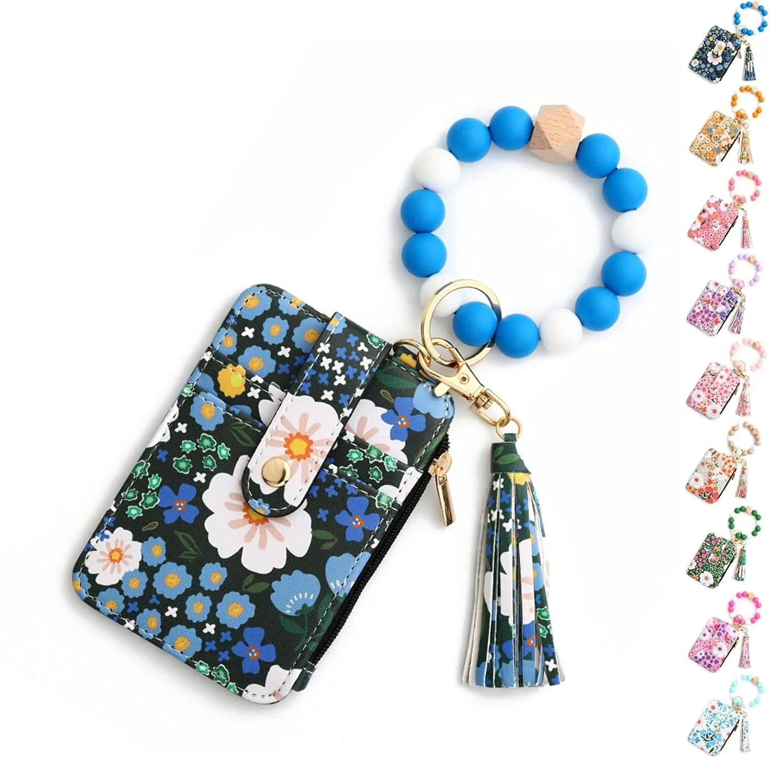 boho beaded wallet, boho wristlet wallet, wallet keychain, Bracelet Keychain Wallet, for Women