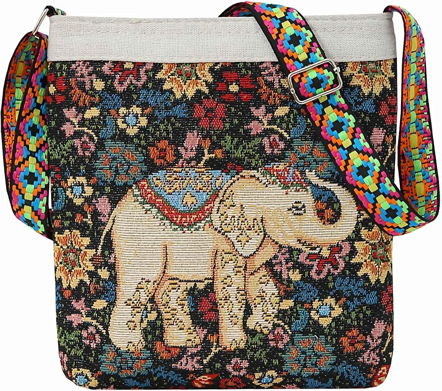 boho elephant purse for women, small boho hippie purse crossbody bag handbag, mini cute handmade hemp cloth hobo bags with zipper, elephant gifts for women