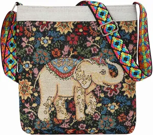 boho elephant purse for women, small boho hippie purse crossbody bag handbag, mini cute handmade hemp cloth hobo bags with zipper, elephant gifts for women