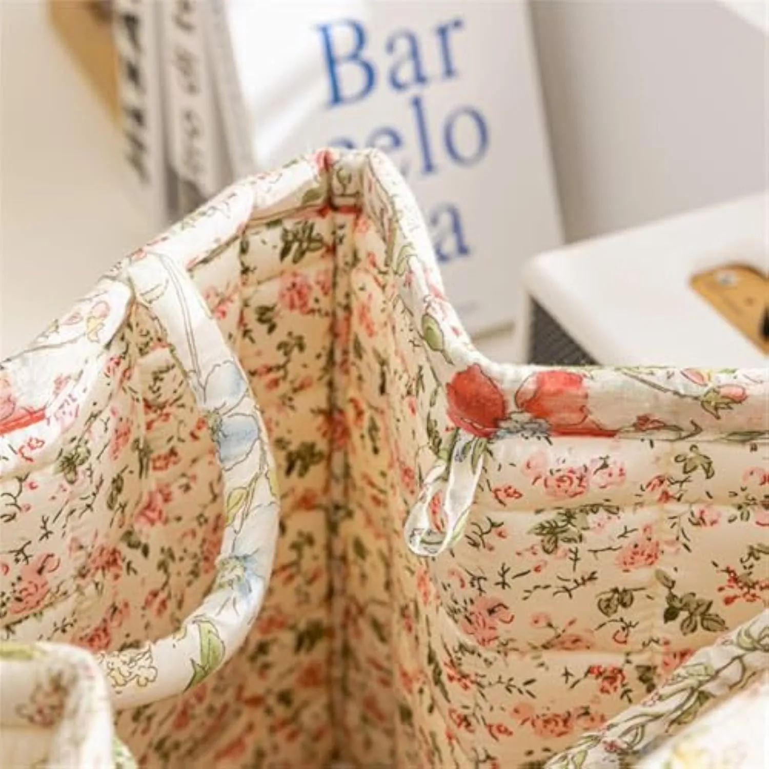 Boho Fabric Storage Basket, Square-Shaped Tote Bag with Compartments, Waterproof Beach and Travel Essentials Quilted Nurse Travel Bag for Women, Perfect for Shopping/Travel/Bedroom (#2)